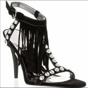 Guess by Marciano Suede Silver Studded Fringe Heel